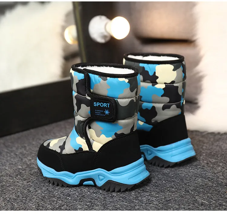 Winter Kids Plush Waterproof Fabric Non-Slip Girls Boys Rubber Sole Toddler Snow Fashion Warm Cutefeet Children Outdoor_voghion.com