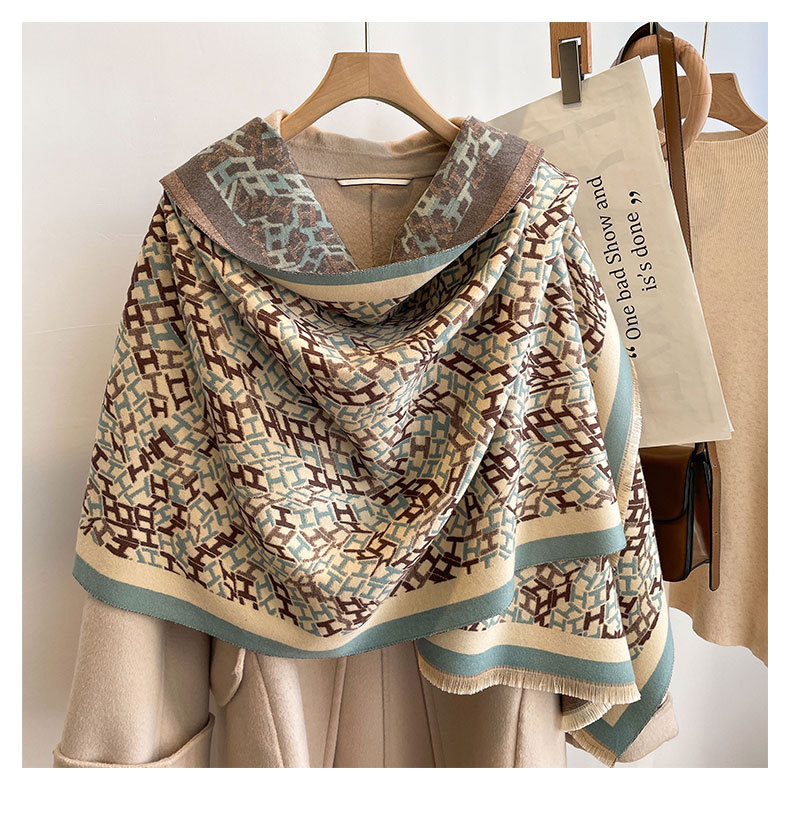 Women's scarf imitation cashmere autumn and winter jacquard warm scarf with a neck elegant scarf_voghion.com