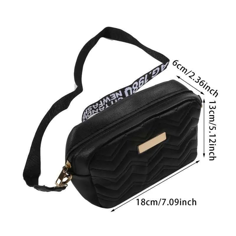 Borsa a tracolla con tracolla stampata, piccola, quadrata, versatile, casual, in materiale PU, con macchina fotografica ricamata, C241214_voghion.com