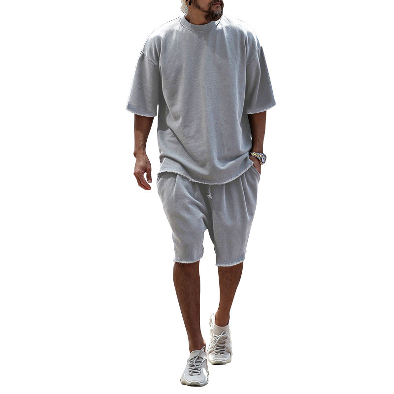 Unschlagbare Qualität 2024 Sommer Große Edition Sport-Set Lässige Lose Kurzarm-T-Shirt-Shorts Trendy Herrenbekleidung_voghion.com