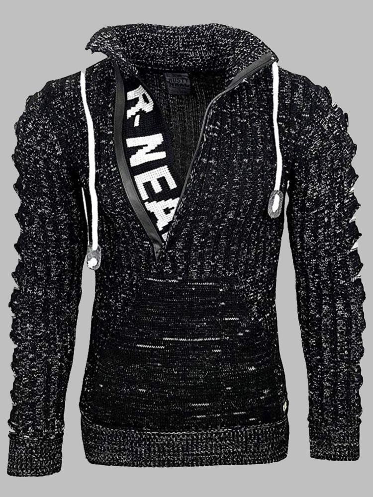 Maglione alla moda con collo alto e maglione largo da uomo, autunno e inverno_voghion.com