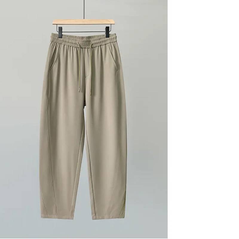 Pantalones chinos drapeados para hombre: pantalones de verano transpirables con corte holgado y silueta entallada unisex para un estilo informal elegante y de oficina._voghion.com