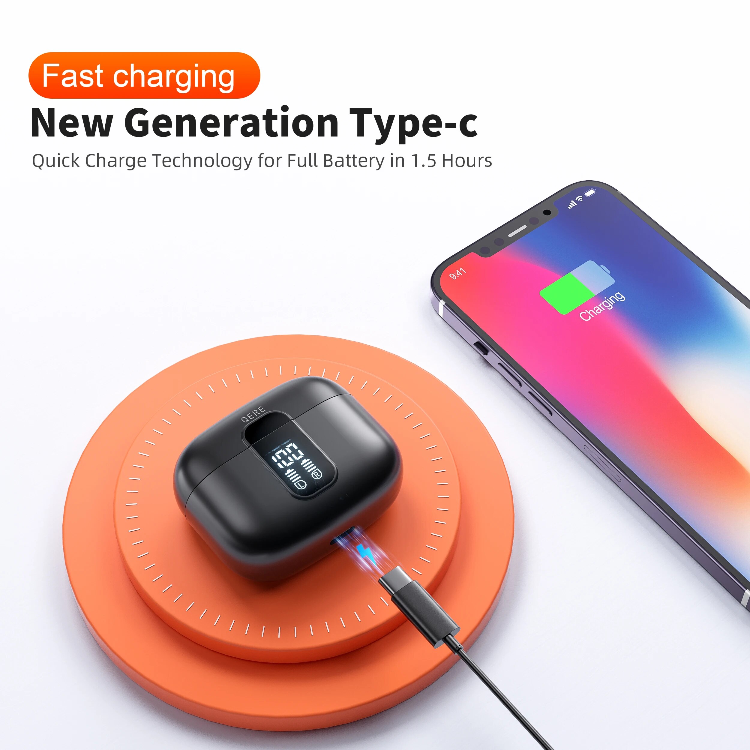 Qere e50 bluetooth høretelefoner, trådløse hifi in-ear hørebøffer_voghion.com