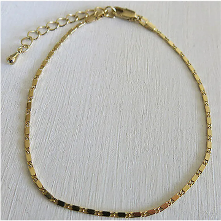 Simple Woman Anklets Casual/Sporty 14K Gold Chain Women Ankle Bracelet Jewelry_voghion.com