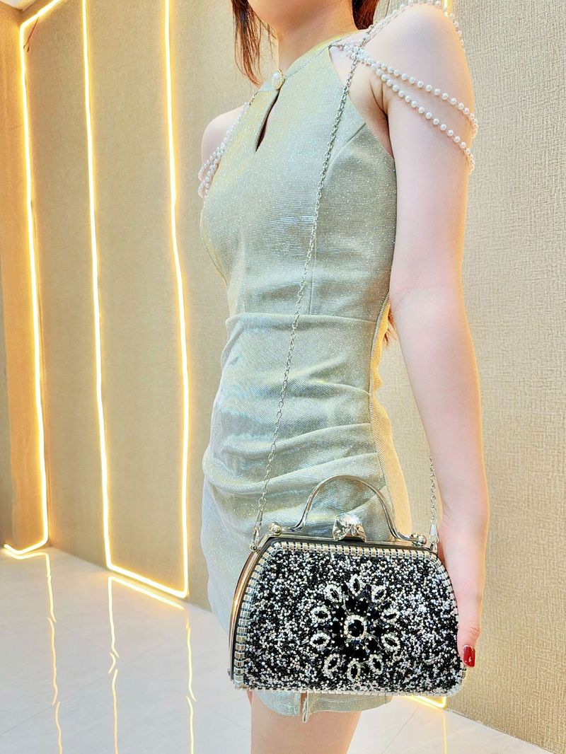 Neue sonnenblumen strass cheongsam frauen handtasche eine schulter schräge spanne abendessen tasche_voghion.com