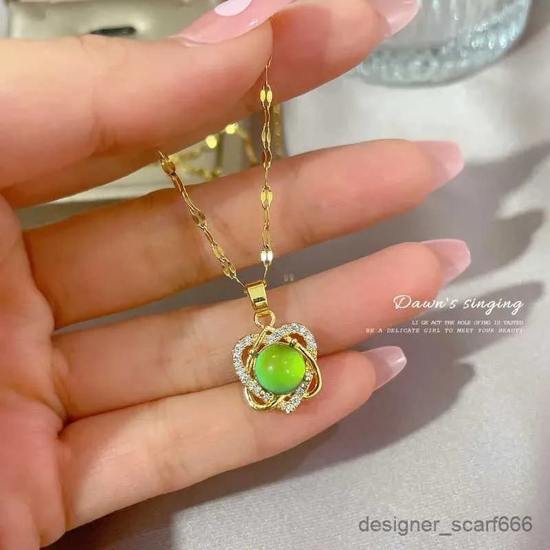 Hjärta Mood David Star Halsband Färgförändrande Temperaturavkännande Kristallhänge Halsband Rostfritt Stål Smycken_voghion.com