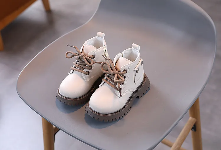Kids PU Leather Fashion Winter Children's Boys Girls Anti Slip Happysteps Toddler Short Snow Boots Sizes US1C-US13C_desvips.com