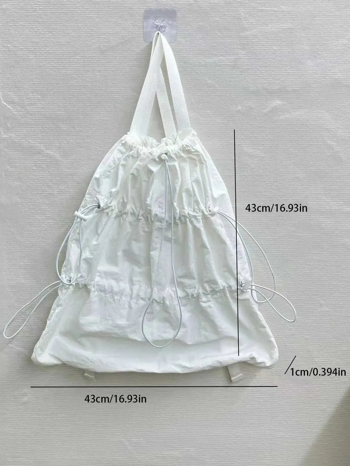 Summer 2024 Waasserdicht Nylon Grousskapazitéit Schëllertasch mat Schnür, Liichtgewiicht, Geplisséiert, Fräizäit, Männer a Fraen, Casual_voghion.com