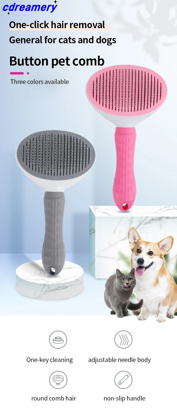 1 stuk Huisdierkattenhaarborstel Hondenkam Verzorging Kattenborstel Roestvrijstalen kam Voor lang haar Hondenreiniging Huisdieren Kat Hondenaccessoires_voghion.com