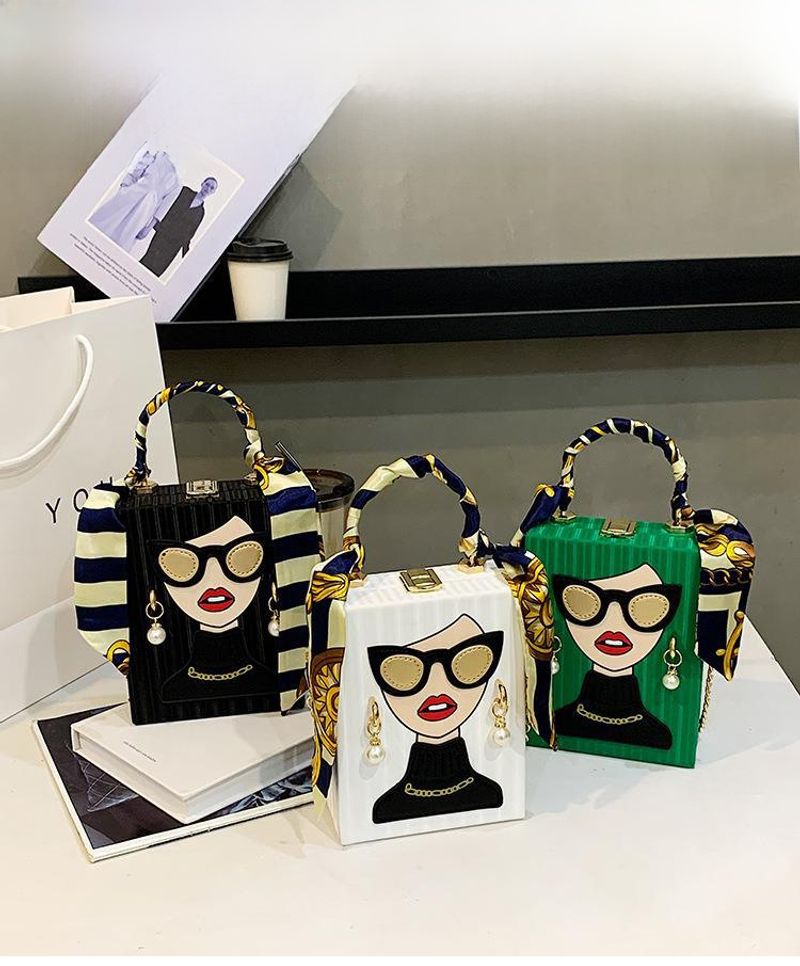 2023 grenzüberschreitende neue Box-Dinner-Tasche personalisierte Nischen-Graffiti-Handytasche Retro-Kette Handytasche_voghion.com