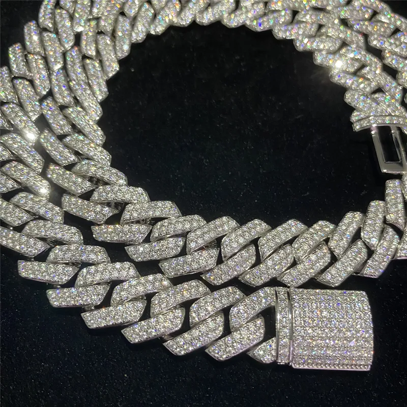 Iced Out Moissanite Cuban Link Chain Necklace For Men Jewelry_voghion.com