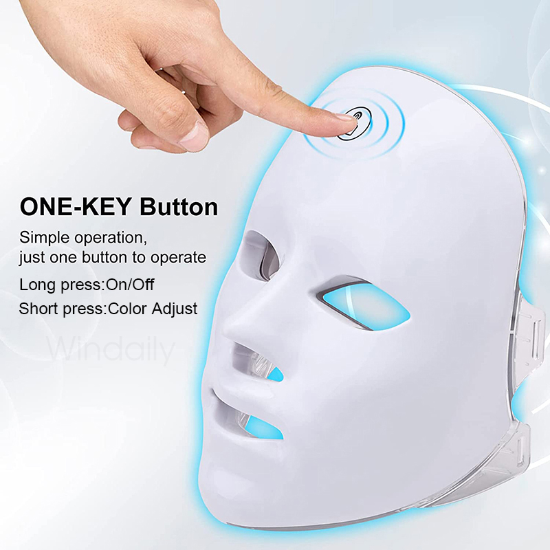 Kabellose LED-Gesichtsmaske mit Lichttherapie, Photonen-USB-Aufladung, 7 Farben, Gesichtsmaske für Anti-Aging, Hautverjüngung, Hautpflegegerät_voghion.com