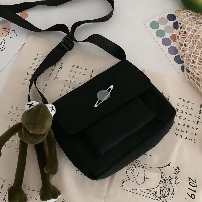 Sac messager en toile pour étudiantes, petit format carré, tendance, polyvalent, à bandoulière, pour jeunes filles_voghion.com