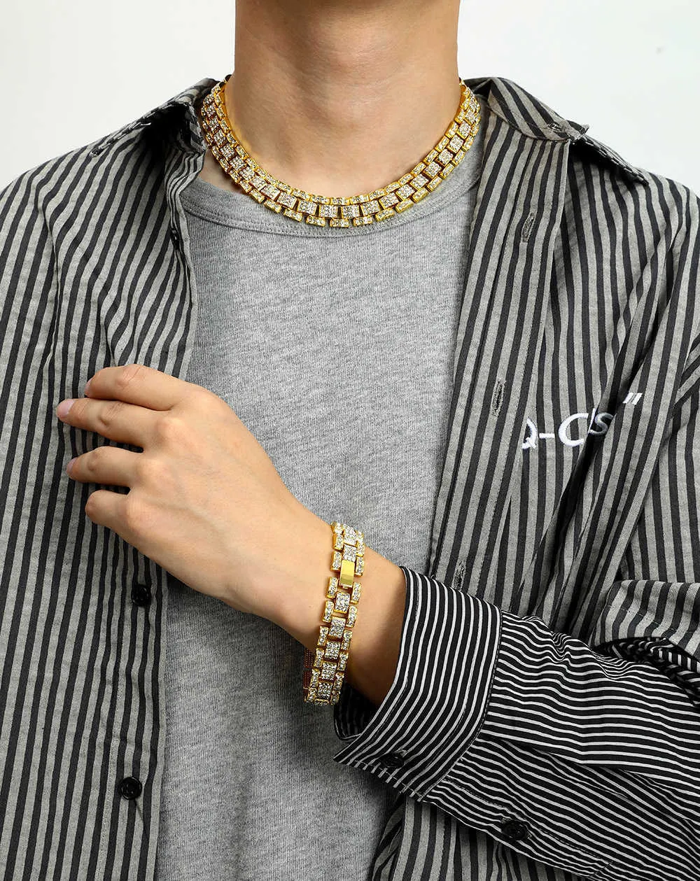 16MM Prong Link Chain Hip Hop Men Iced Out Paris Chain Rhinestone Paved Miami Rhombus Cuban Necklace_voghion.com