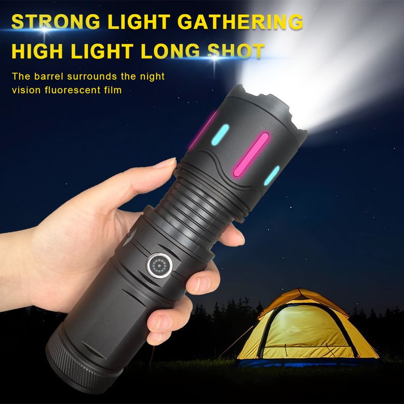 White laser light far-flung aluminum alloy fluorescent strip telescc zoom multi-function flashlight with long endurance_voghion.com