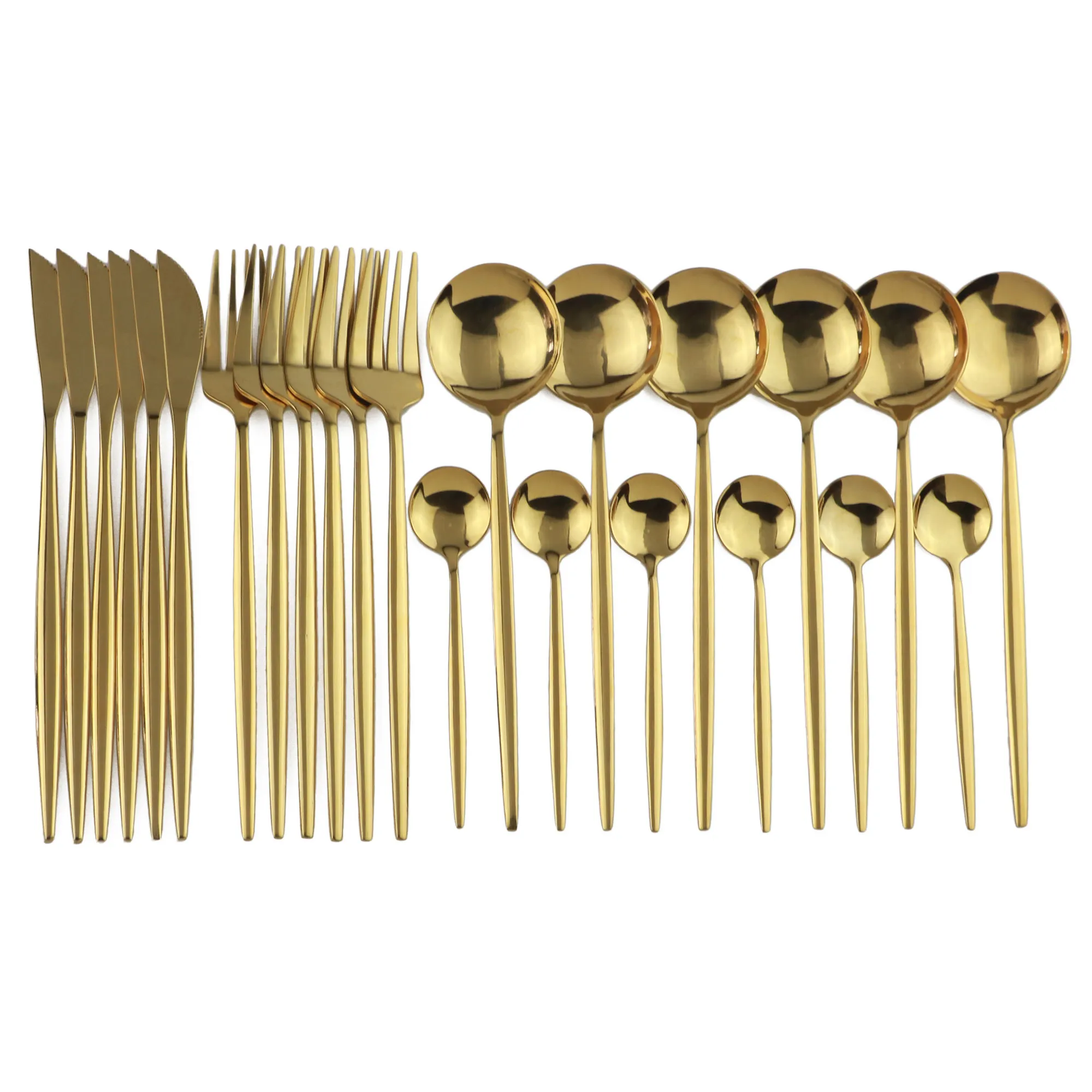 Conjunto de talheres de mesa dourados, 24 peças, aço inoxidável, garfo, faca, colher, talheres, caixa de presente 210317_voghion.com