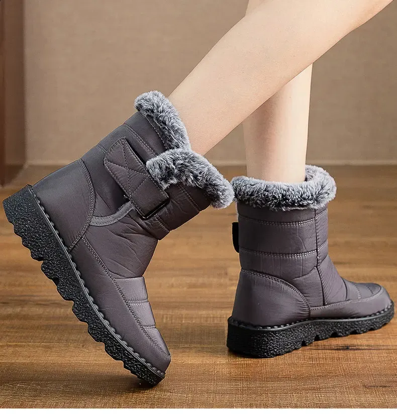 Women Fur For Woman Ankle Winter Botas Mujer Trend Low Heels Snow Boots Platform Shoes Female 240830_voghion.com