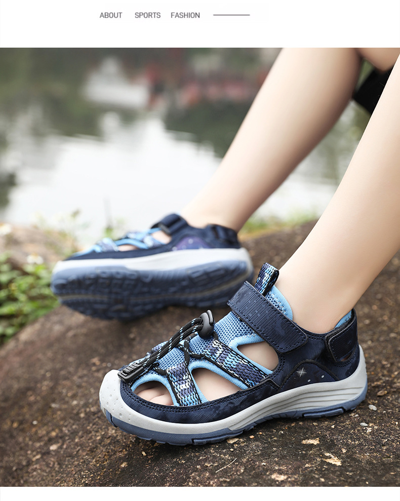 Baotou-Sandalen für Jungen 2024 Neu mit hohler, weicher Sohle, rutschfeste Kinderschuhe, Strandschuhe für Mittelschüler_voghion.com