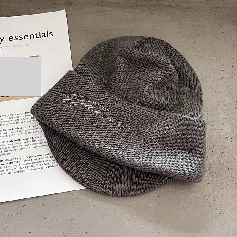 Men's Hats Retro Fashion Brand Curved Brim Embroidered Knitted Wool Hat Autumn And Winter Couple Street Fashion Letter Cold Hat_voghion.com