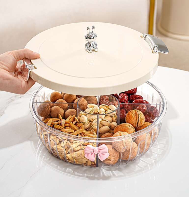 Haushaltstablett, Wohnzimmer, leichter Luxus, High-End-Gefühl, Couchtisch mit Deckel, Kunststoffband, unterteilte Snacks, Obst_voghion.com