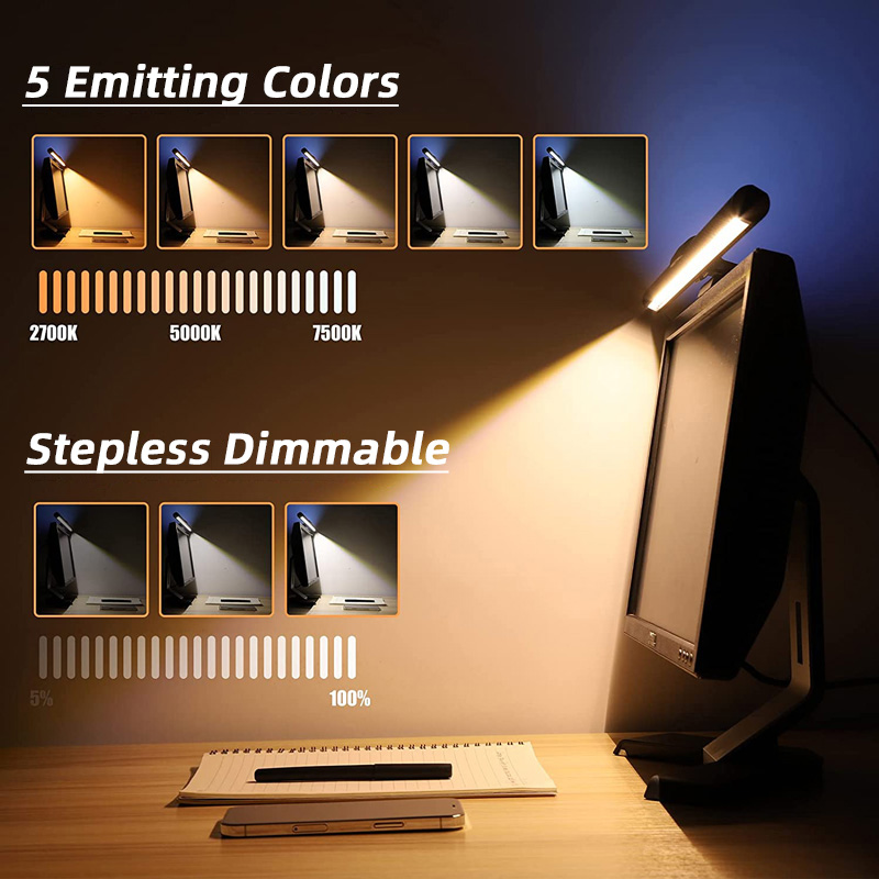 Barra de luz LED para monitor con retroiluminación RGB, control táctil, lámpara de escritorio, luces para pantalla de computadora, lámpara de monitor para el hogar, la oficina, el estudio, PC, gamer_voghion.com