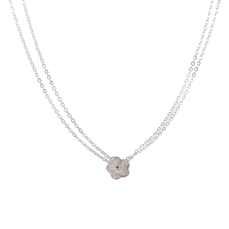 Collane con ciondolo, doppio strato, fiore, collane per ragazza_voghion.com