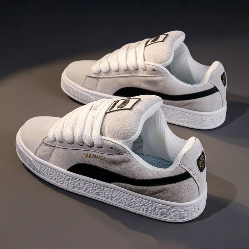 Trendy Low Top Versatile Student Genuine Soft Leather Women's Board Shoes, Casual Classic Sports Breathable Suede White Shoes_voghion.com
