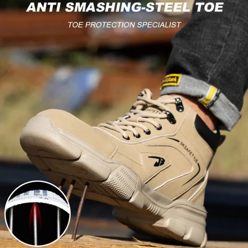 Sicherheitsschuhe für Herren mit Anti-Smash- und Pannenschutz, Arbeitsschuhe mit Stahlkappe, leicht, bequem, Sicherheitsstiefel, unzerstörbare Schuhe 240612_voghion.com