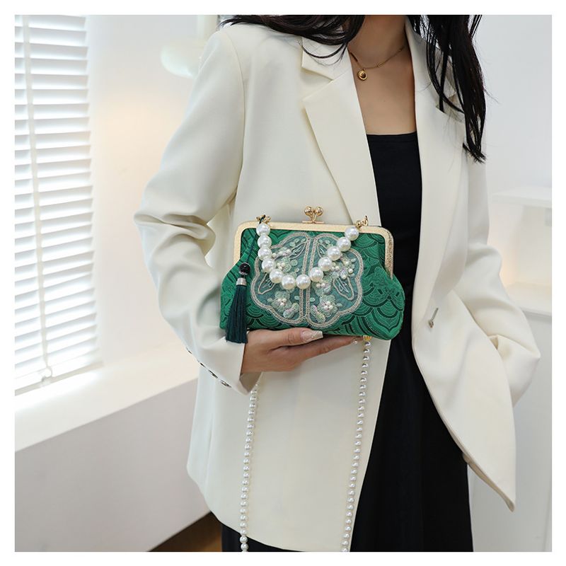 Piccola borsa a tracolla fresca da donna cheongsam con perle ricamate_voghion.com