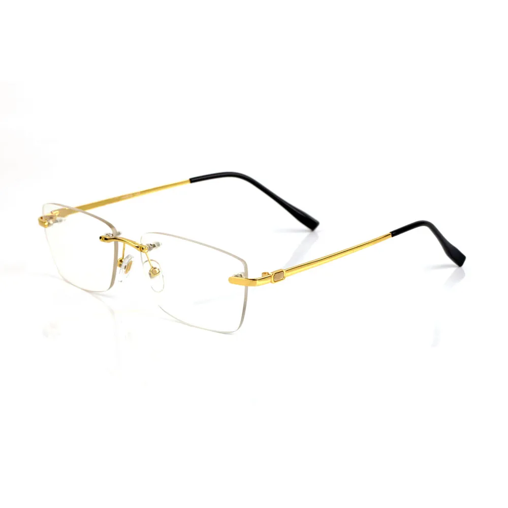 Designer Sunglasses Eyeglasses frames temples with Metal Frameless Rimless rectangular shape for men woman eyewear_voghion.com