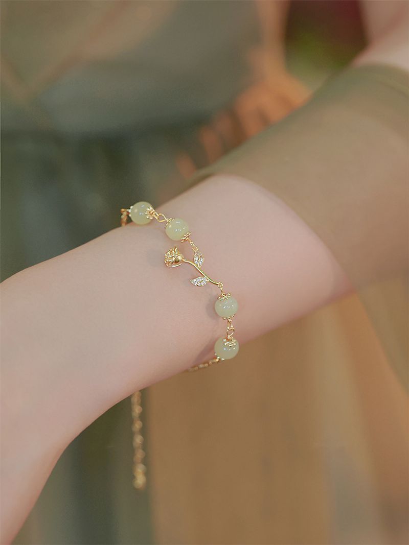 Rose Talk Imitieren Natürliche Hotan Jade Armband Ins Kleine Design Feeg Freund Einstellbare Hand_voghion.com