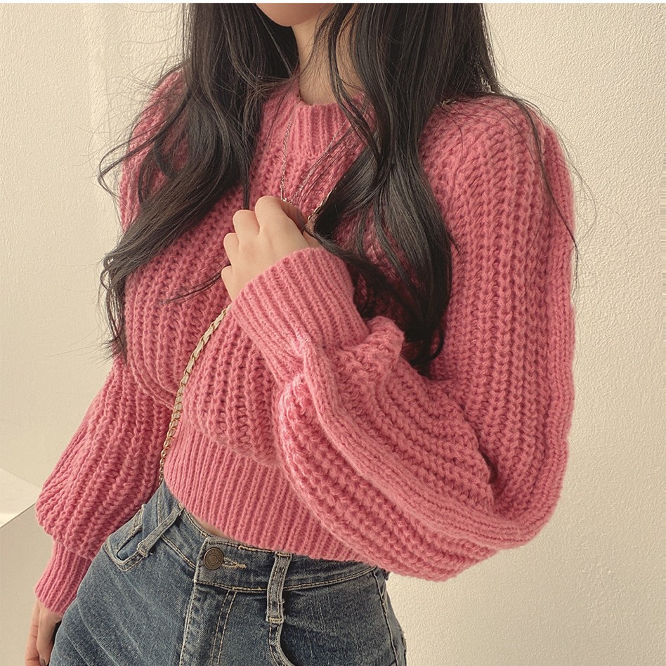 Women's Clothing French Minimalist Round Neck Knit Top Women's Loose Fit Sweater Fall Winter New Academic Sweet Style