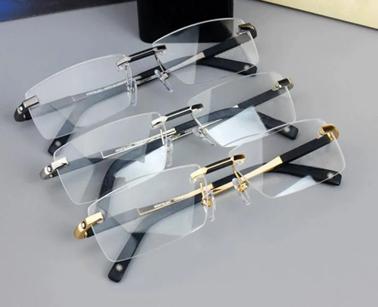 New Design Rimless Glasses Wide Spectacle Men Square Eyeglasses Frames 0349 Titanium Glasses Prescription Lens Optical_voghion.com