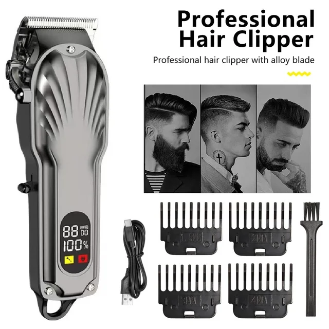 Professional Hair Clipper Cordless Electric Trimmer For Men_voghion.com