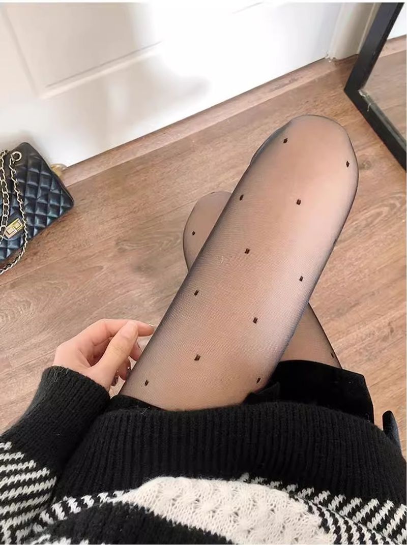 Șosete subțiri unisex ultra-subțiri jk negre cu buline, pentru femei_voghion.com