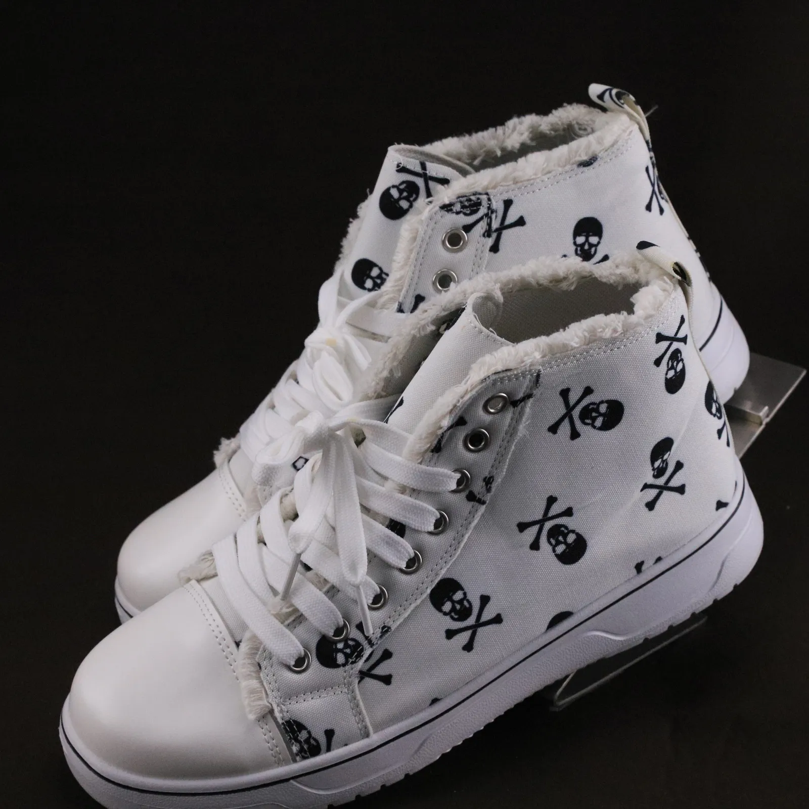 Scarpe casual in tela con lacci e stampa 3D a forma di teschio di Halloween, scarpe da ginnastica piatte da donna_voghion.com