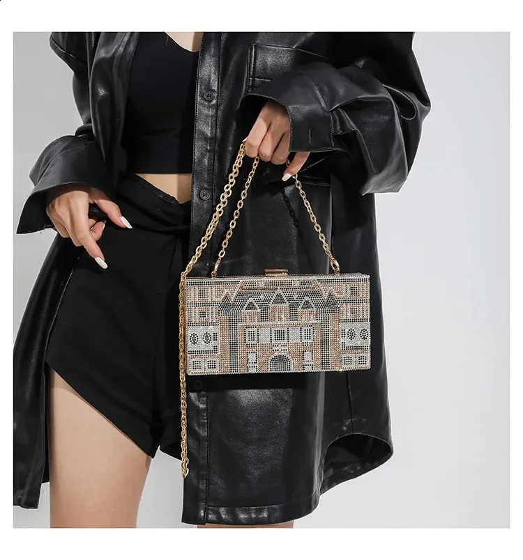 Geantă de mână Dia pentru cină, petrecere, nuntă, clip, seară, lanțuri, geantă de umăr crossbody cu paiete, Clutch 240830_voghion.com