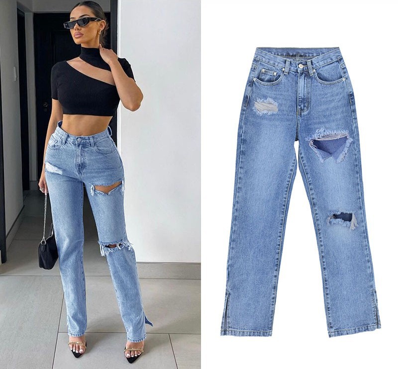 Damjeans med utsvängda ben trendiga denimbyxor vintage stil_voghion.com