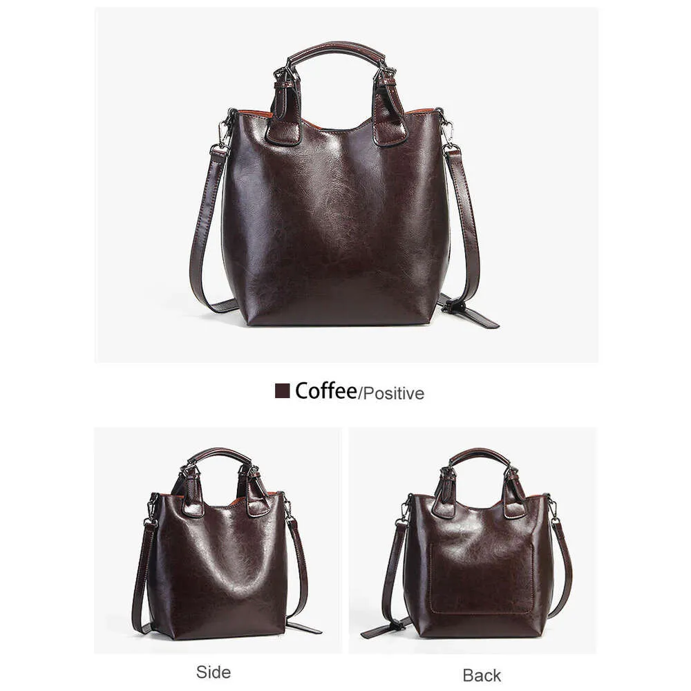 Zncy 100% Gnuin Lathr -käsilaukku Rtro Coff Women Casual Tot Buckt Bag Classic Black Lady Crossbody Mssngr_voghion.com