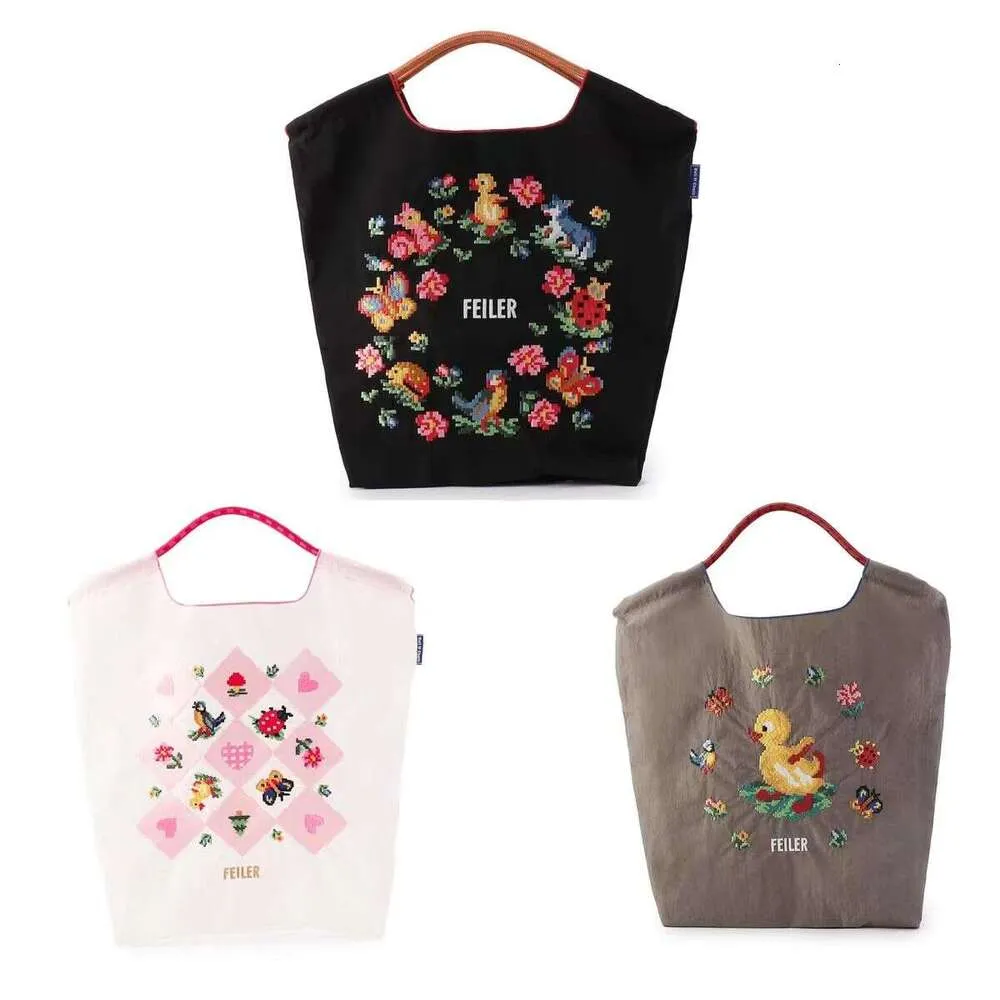 Draw String Hand Oxford Tuch Tote Wiederverwendbare Nylon Tragbare Schulter Korea Faltbare Tasche Stickerei_voghion.com