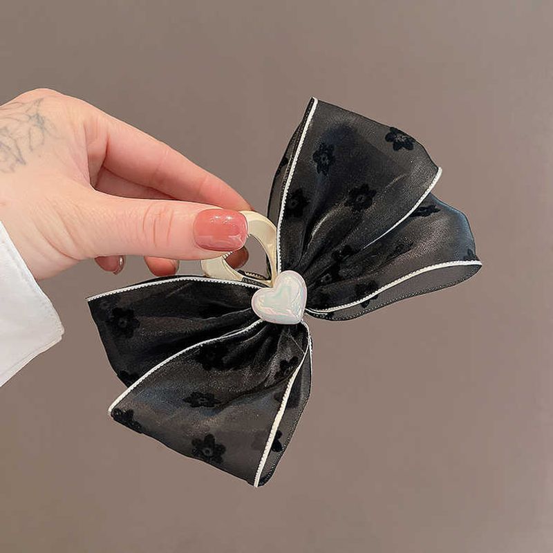 Mesh bedrukte strikje grijpclip voor dames achterhoofd krullend haar, mesh rode clip, 2022 nieuwe lente haaraccessoires_voghion.com
