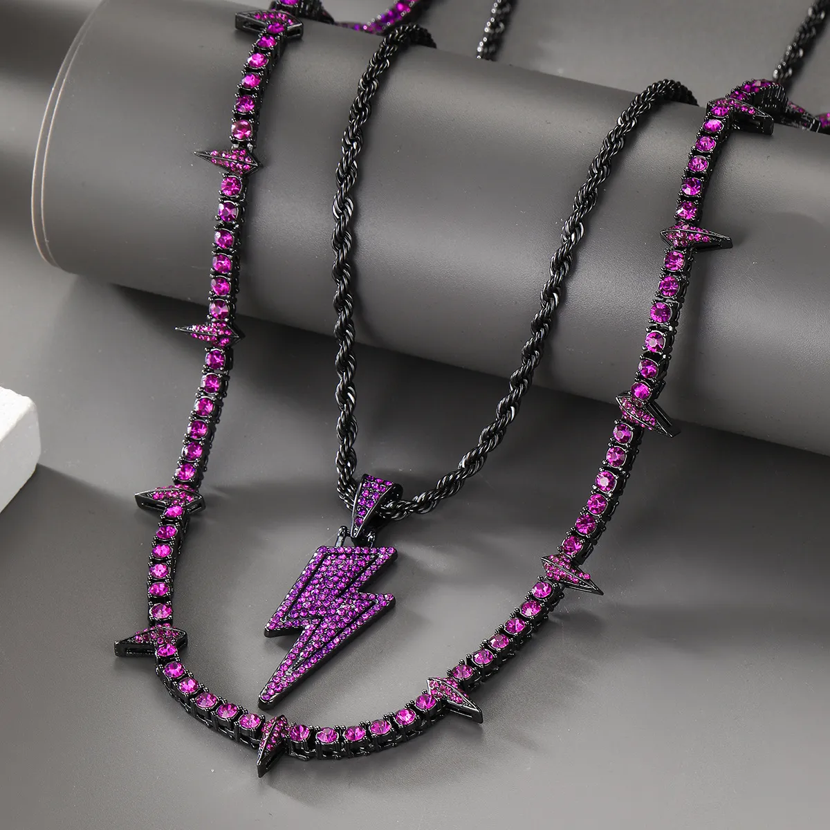 Κολιέ με κρεμαστό κόσμημα TopBling Hip Hop Lighting, αλυσίδα τένις, πλήρες ζιρκόνι, άνδρες, γυναίκες, κοσμήματα_voghion.com