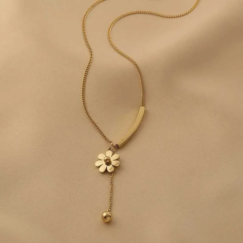 Colares com Pingente Moda Bonito Palhaço Crisântemo Colar Clássico Personalidade Borla Aço Inoxidável Versátil_voghion.com