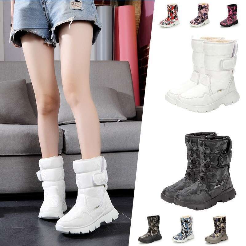 A Great Partner For Skiing Tourism! White Snow Boots For Parent-child Men And Women, Non Slip And Warm_voghion.com
