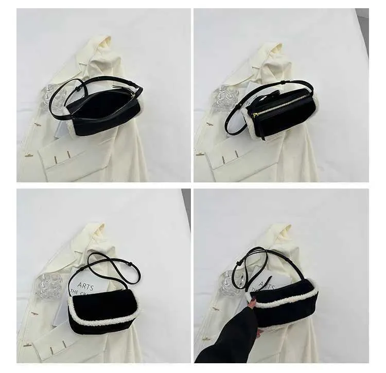 Women Retro Suede Crossbody Solid Patch Lamb Fleece Casual Shoulder Bags Female Commute All-match Messenger Pillow_voghion.com