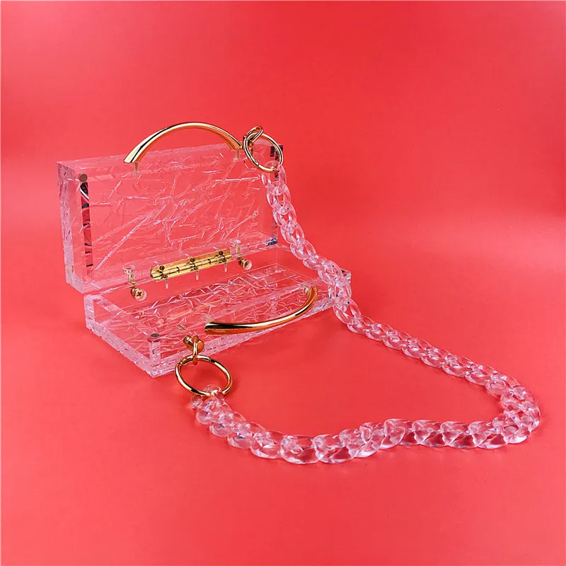 Borsa a secchiello in acrilico per feste serali, pochette trasparente in plastica trasparente Sier Designer Bags_voghion.com