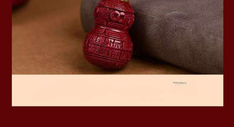 【 8342 People's Collection 】 Hollow Cinnabar Lucky Life Hollow Gourd Necklace Phone Key Pendant, Hollowed Out Red_voghion.com