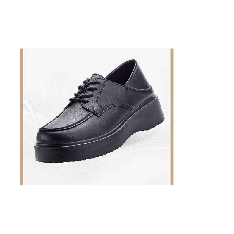 Sponge Cake Dicke, weiche Sohle, leichte schwarze kleine Lederschuhe, Arbeitsschuhe für Damen_voghion.com