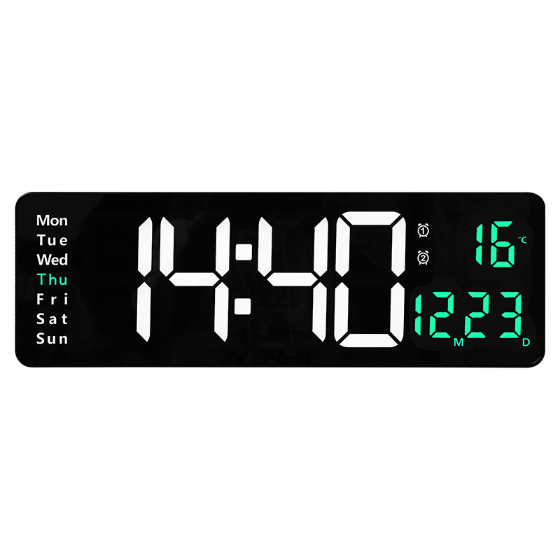 Wall-Mounted Large LED Digital Wall Clock Temp Date Week Display Power Off Memory Table Clock With Remote Control For Household_voghion.com