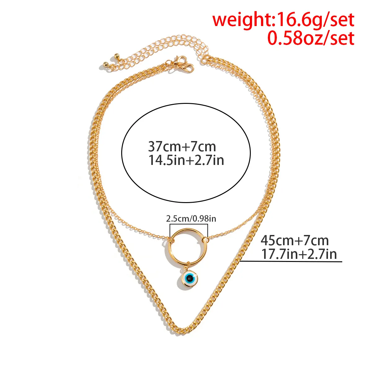 Collar con colgante de ojo azul creativo de cadenas 2023, collar de metal de color dorado multicapa retro, collares, dijes de moda para niñas_voghion.com